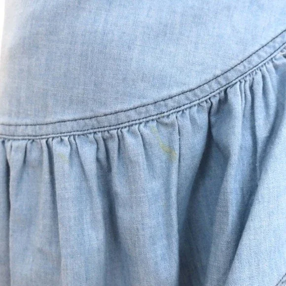 Isabel Marant Etoile Ruffle Wrap Dress Lelicia Chambray Size 34 Short Sleeve - Picture 2 of 9